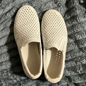 Ecco Slip-On Perforated Loafers in Light Beige